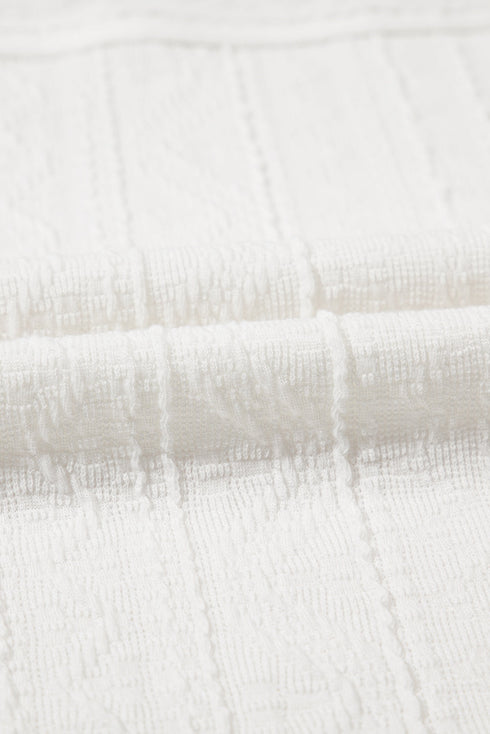 Textured Patched Pocket Short Sleeve Top Drawstring Shorts Set